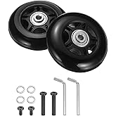 uxcell Set of 1 Luggage Wheels Replacement 75 x 24 mm/3" x 0.9" Rubber Swivel Caster Bearing Wheels Repair Kits for Suitcase Inline Outdoor Skate,Black
