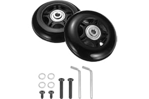uxcell Set of 1 Luggage Wheels Replacement 75 x 24 mm/3" x 0.9" Rubber Swivel Caster Bearing Wheels Repair Kits for Suitcase Inline Outdoor Skate,Black