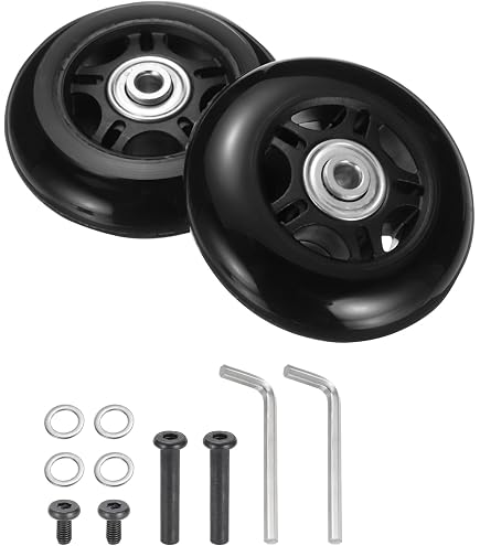 thumbnail image 2 of Replacement Luggage Wheels Kit, 72x24mm Swivel Rubber Casters For Suitcase, Inline Skates Black 2 of 10
