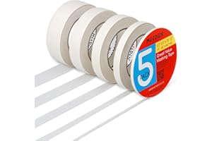 MEEDEN 5 Packs White Artist Tape, 0.2" 0.5" 0.75" 1.0" 1.4" x 60 Yard, Multi-Sized Masking Art Tape, Acid-Free Painters Tape 