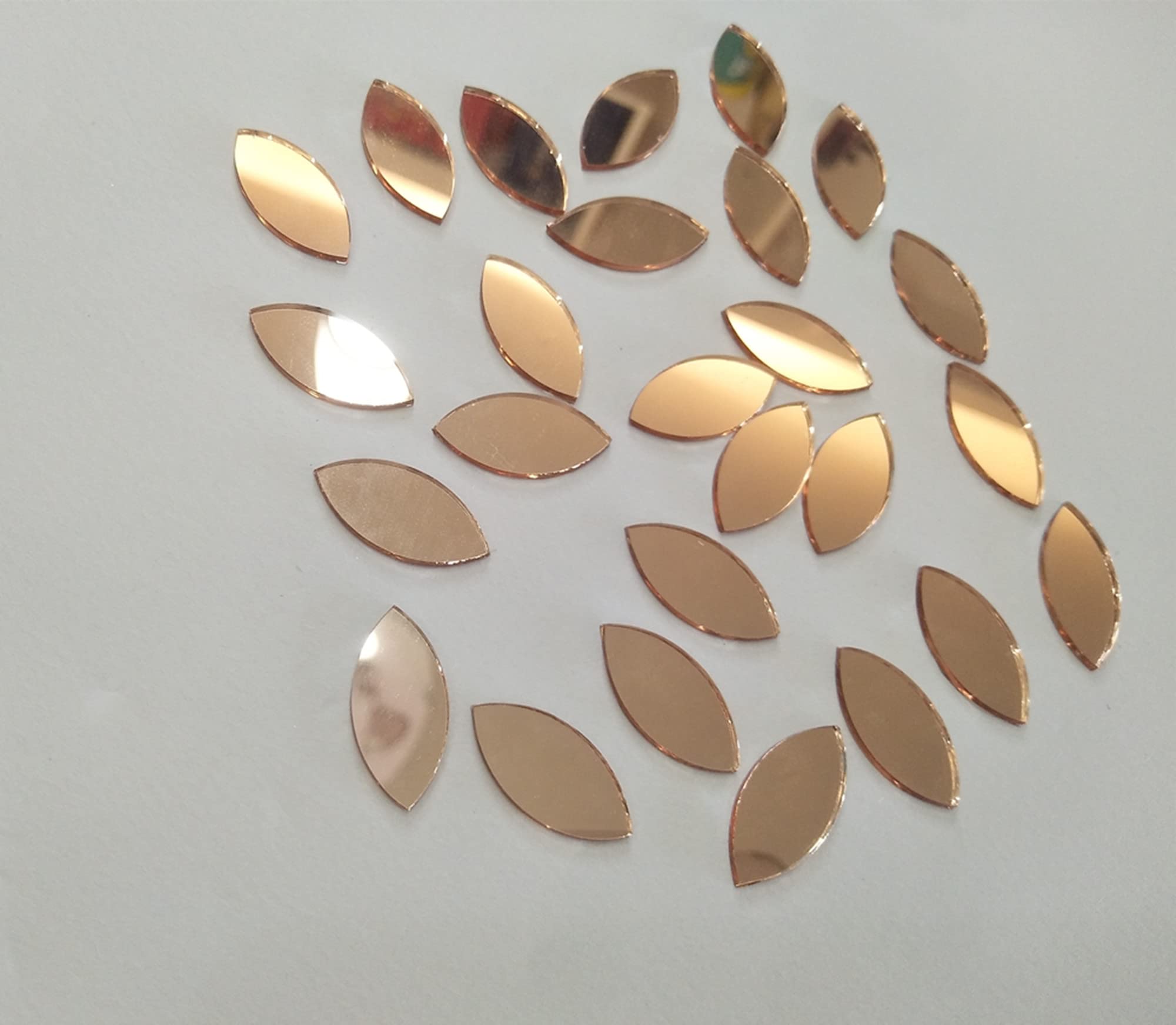 120pcs of Glass Mosaic Tiles Petal Leaves, Glass Supplies for Crafts, Craft Mirrors, Mirror Embellishments (Rose Gold Mirror)