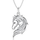 LWXIE Diamond Horse Pendant Necklace for Women 925 Sterling Silver Lab Grown Diamond Jewelry for Horse Lovers 0.053 cttw D Color VVS Clarity