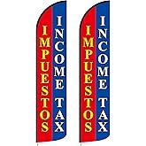 Mindsoft 2 Pack Income Tax Feather Flags 2.5 x 12 ft Tall Swooper Advertising Feather Banner Sign for Accounting Offices Professionals, Flag Only (Impuestos Income Tax)