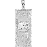 Claddagh Gold Fine 925 Sterling Silver $1 Million Dollar Bill Necklace Pendant (Small)