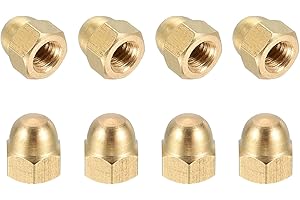 MECCANIXITY Acorn Hex Cap Nuts, M5x0.8mm Brass Dome Head Hex Decorative Cap Nuts for Screws Bolts Industrial Mechanical Electrical Equipment Repair Hardware(Gold Tone, Pack of 8)