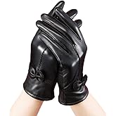 LeJulyeekay Womens Real Lambskin Leather Gloves Warm Fleece Lined Driving Gloves