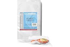Avid Armor Chamber Vacuum Sealer Bags – Heavy Duty, BPA-Free, Pre-Cut Chamber Vacuum Bags for Food Preservation, Freezer Storage, Sous Vide and more, 250/Pack (6x10) – Multi-Use Vacuum Bags