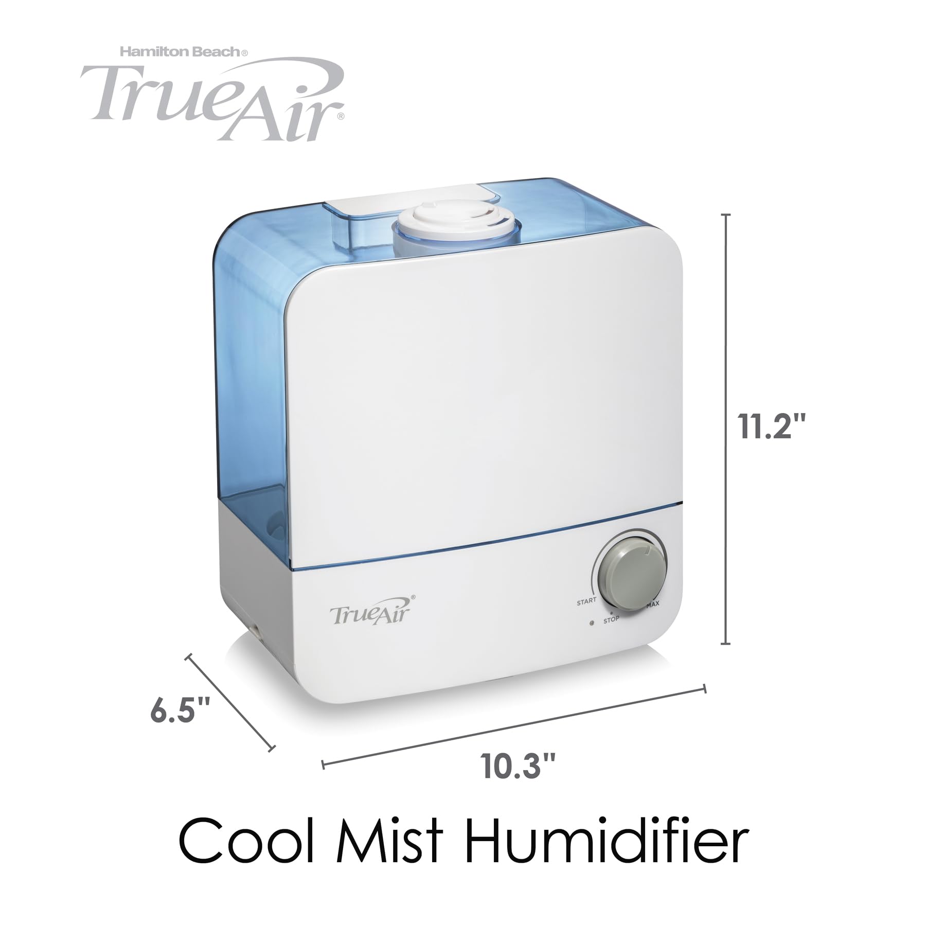 Hamilton Beach TrueAir Cool Mist Humidifiers for Bedroom Large Room, 5.5L, Whisper Quiet, Rotating Nozzle, Auto-Shutoff, Filter-Free, White (04700)