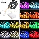 LED Strip Lights,AUDEW 1.65ft RGB SMD 5050 15 LED Flexible Light Strip with Battery Box Waterproof for Home Outdoor Lighting Craft Hobby Light Decoration 3.6W 50CM