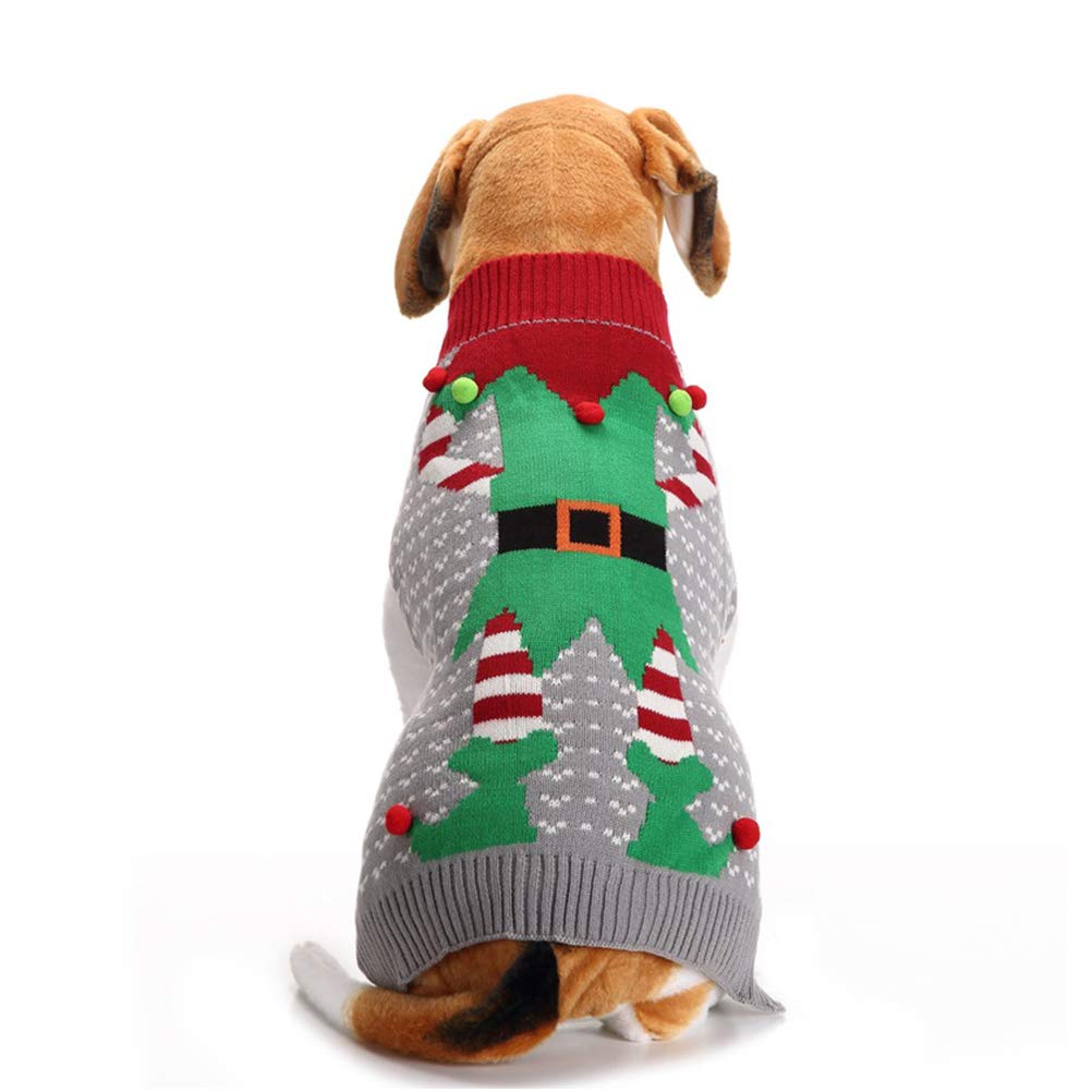 POPETPOP Pet Christmas Clothes Winter Dog Costume Clown Gray Sweater for Small Large Dogs Puppy Clothing Pet Sweaters Dog Clothes - Size S
