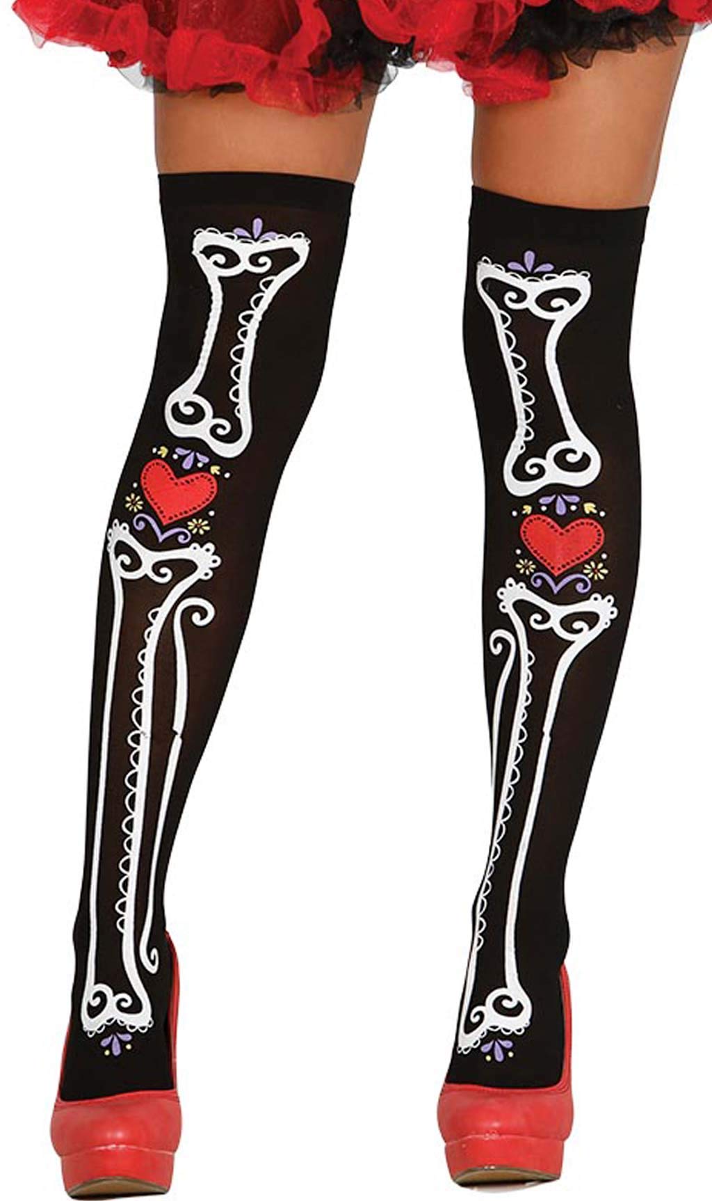 Parisian black socks with bones and hearts print