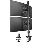 HUANUO Vertical Dual Monitor Mount for 17–32 Inch Screens, 17.6 lbs Capacity Each, Extra Tall Stacked Monitor Stand with Heig