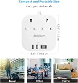Addtam Power Strip Extension 4 USB-C/USB-A 2 AC Outlets 1.6m Braided Cord view 7