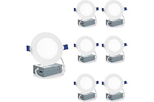 Meconard 6 Pack 4 Inch LED Recessed Ceiling Light with Junction Box, 2700K/3000K/3500K/4000K/5000K Selectable, 9W=75W 750LM, Dimmable Canless Downlights, ETL and Energy Star Listed