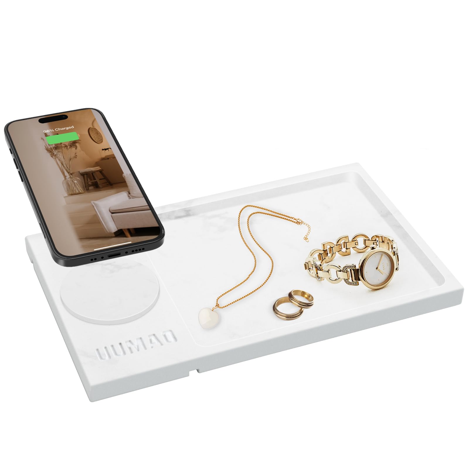 UUMAO Marble Tray Magnetic 15W Wireless Charger, for Magsafe iPhone15/14/13/12 (with PD Adapter) (Marble), MT-150