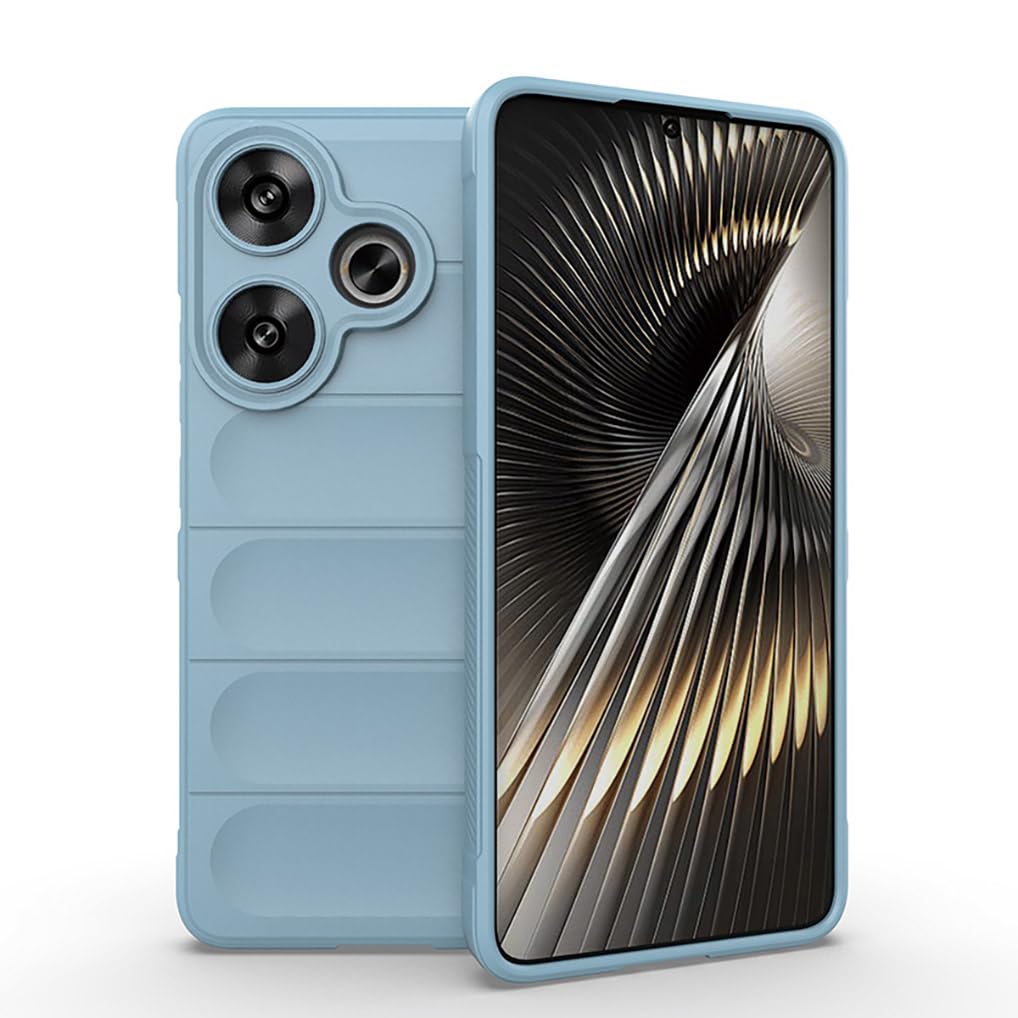 SEAHAI Case for Xiaomi POCO F6 5G, Sturdy Shockproof Case Soft Silicone Airbag Design Rubber Cover Heavy Duty Protection Ultra Thin Cover - Light blue