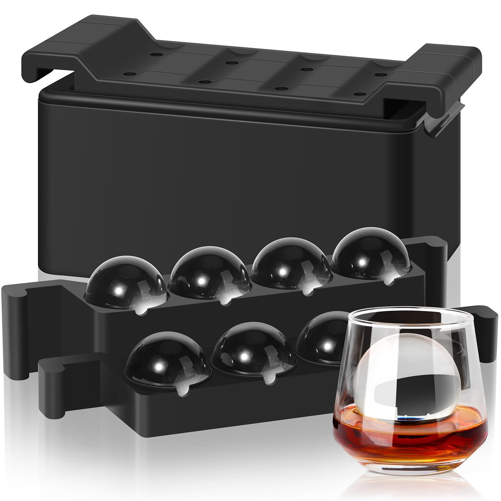 Mooues Clear Ice Ball Maker Mold, 8 Large Whiskey