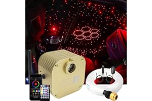 AZIMOM Bluetooth Control 16W Twinkle Fiber Optic Lights Star Ceiling Lighting Kits 450pcs0.03in 9.8ft Fiber Strands RGBW Music Mode Light Engine for Home Indoor Car Interior Decoration