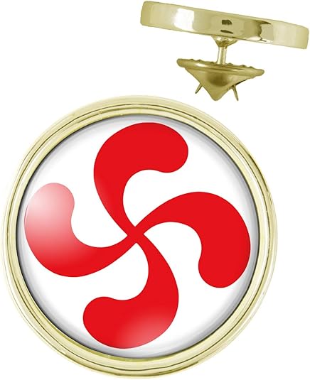 Pin's Doré 20mm Croix Basque Lauburu Svastika Rouge Symbole Pays Basque ...