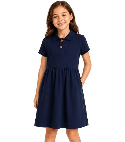 Classroom Uniforms Little Girl's Pique Polo Dress Dress, Burgundy, XS: Clothing, Shoes & Jewelry