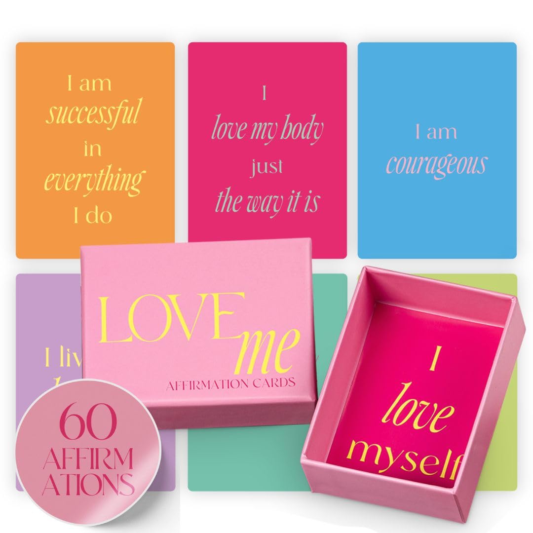 Elena Miller LOVEme Affirmation Cards I For More Self-Love, Motivation and Confidence I Mindfulness Cards I 60 Lucky Cards I Positive Affirmations for Adults (English)