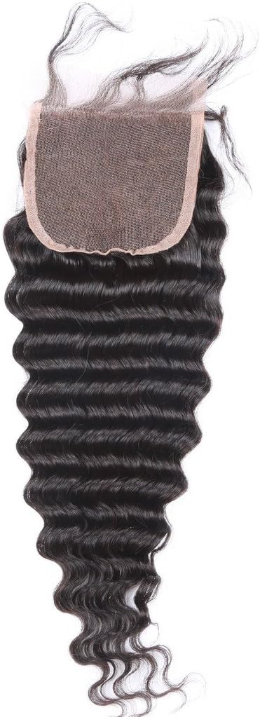 HC hcremyhair Deep Wave Closure 12 Inch Free Part Brazilian Virgin Human Hair Lace Closure 4"x4" with Baby Hair Silky Soft Natural Color Promotion 6% OFF