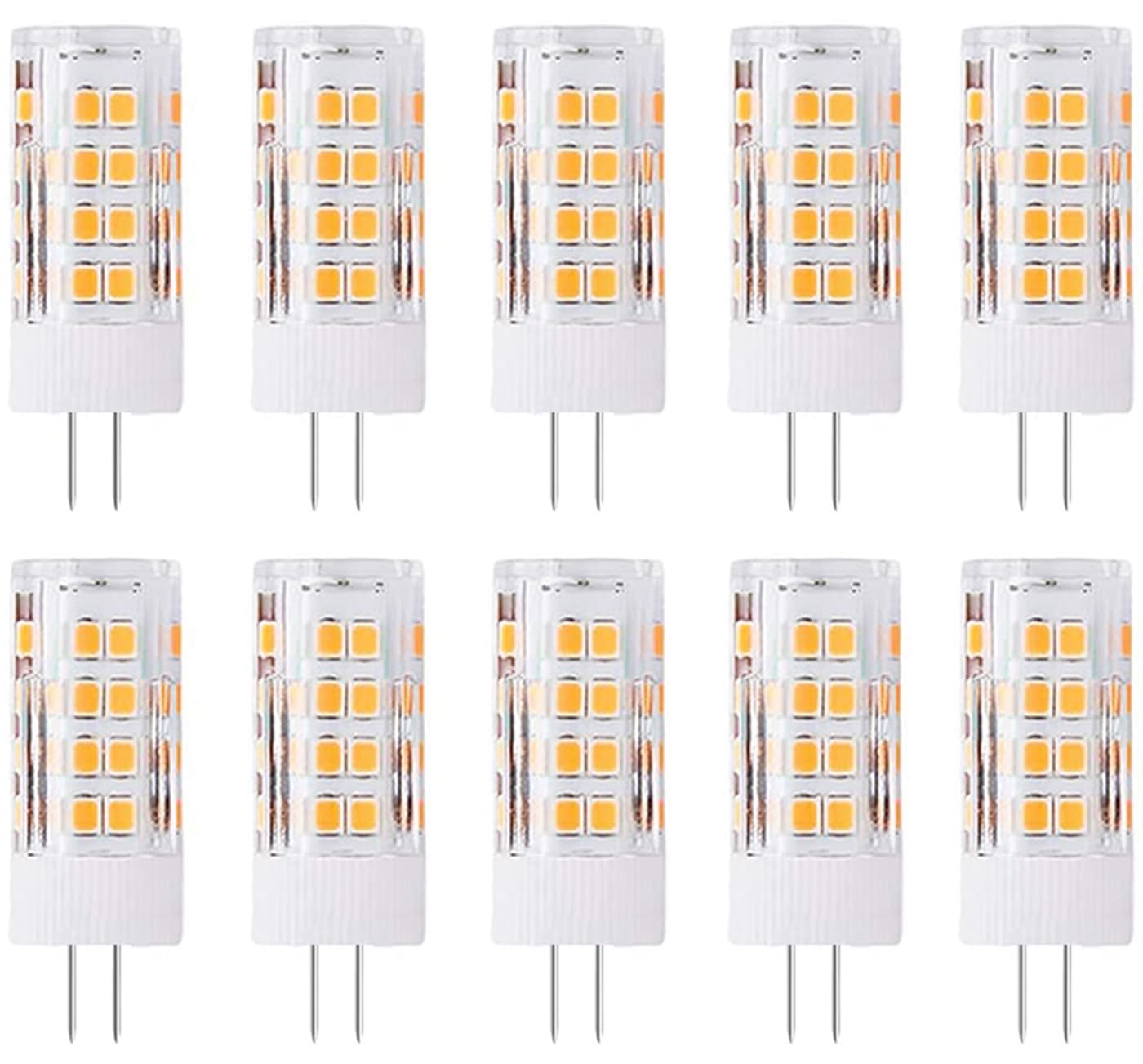 ZFQ 10-Pack G4 AC/DC 12V LED Light Bulb, 5 Watt, 500 Lumen, Warm White 3000K, 360° Beam Angle, 50W Equivalent, G4 Halogen/Xenon/Incandescent Replacement Bulb, Not-Dimmable