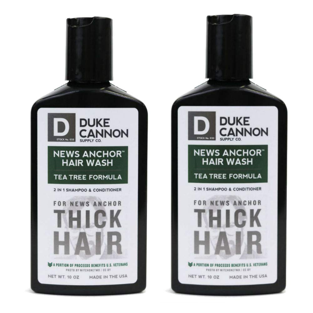 Duke Cannon News Anchor Thick Hair Wash 2-in-1 Shampoo and Conditioner for Men, 10oz - Tea Tree (2 Pack)