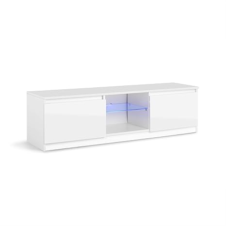 Mmt White Tv Cabinet With Led Blue Lights For 32 40 Amazon Co