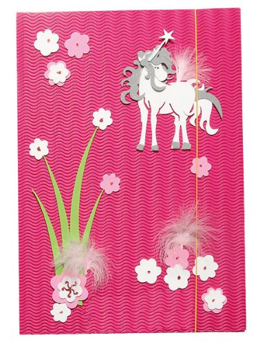 8 TLG. Set: Bastelset Schultüte - 85 cm + Schulbox/Kreativbox + Mappe + 6 Schulartikel - Einhorn & Blumen Mädchen… – Bild 6