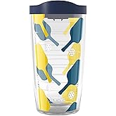 Tervis Pickleball - Paddle Pattern Made in USA Double Walled Insulated Tumbler Travel Cup Keeps Drinks Cold & Hot, 16oz, Classic