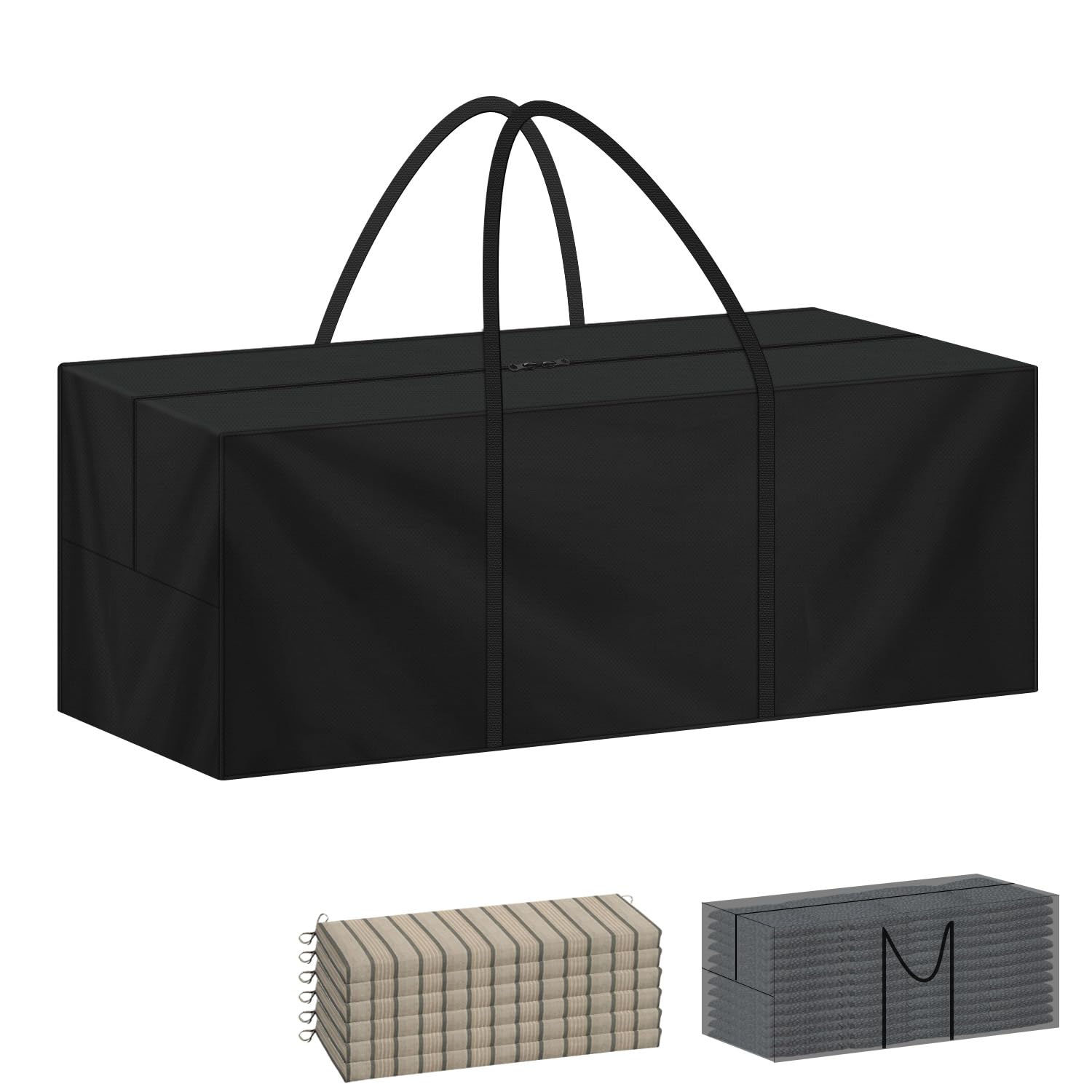 LAMUNI Garden Cushion Storage Bag, 420D Oxford Garden Furniture Cushion Storage Bags Large Outdoor Cushions Storage Bags with Handle, Waterproof Patio Storage Bag for Christmas Tree, 140x40x60cm