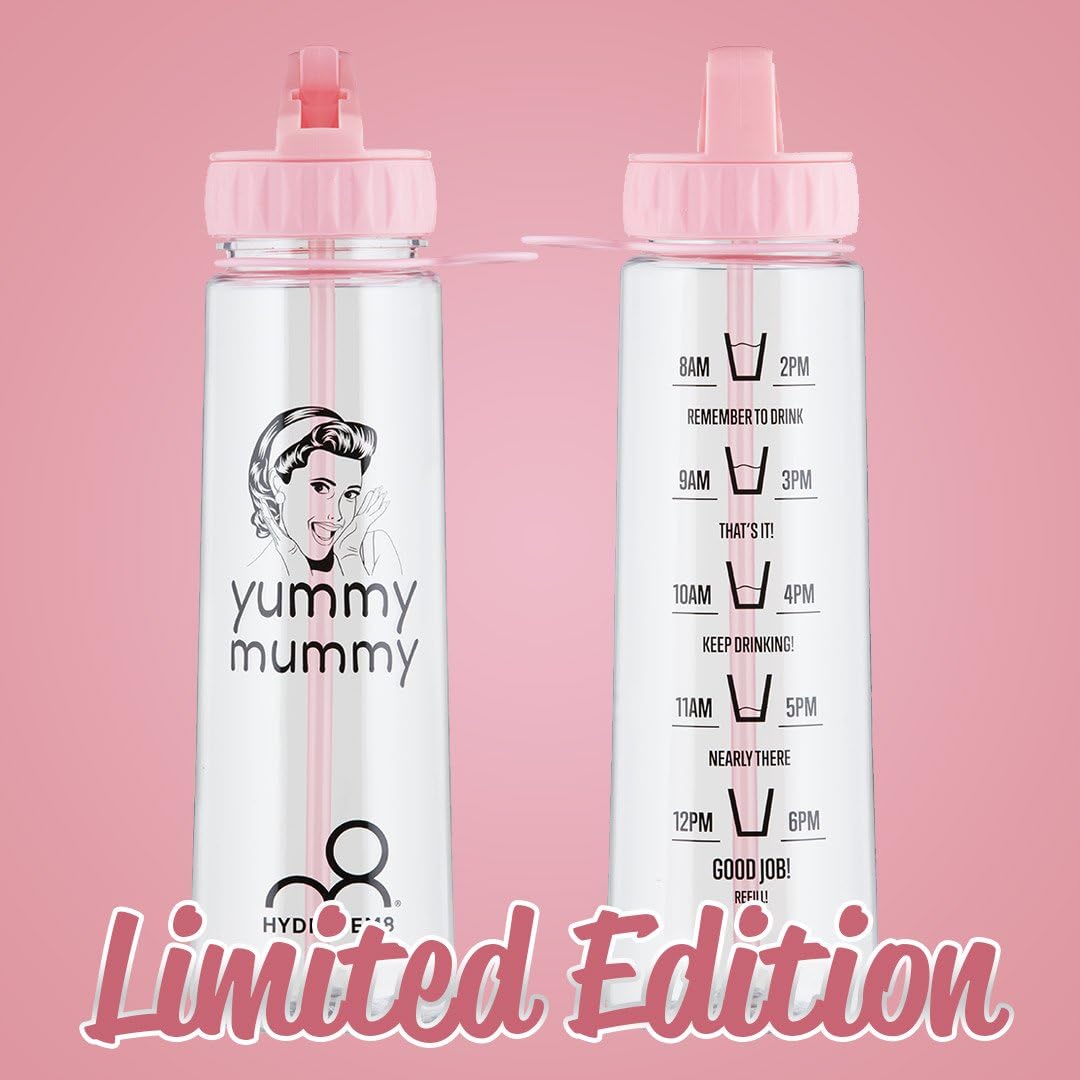 ‘YUMMY MUMMY’ LIMITED EDITION BABY PINK 900ML HYDRATION TRACKER WATER BOTTLE