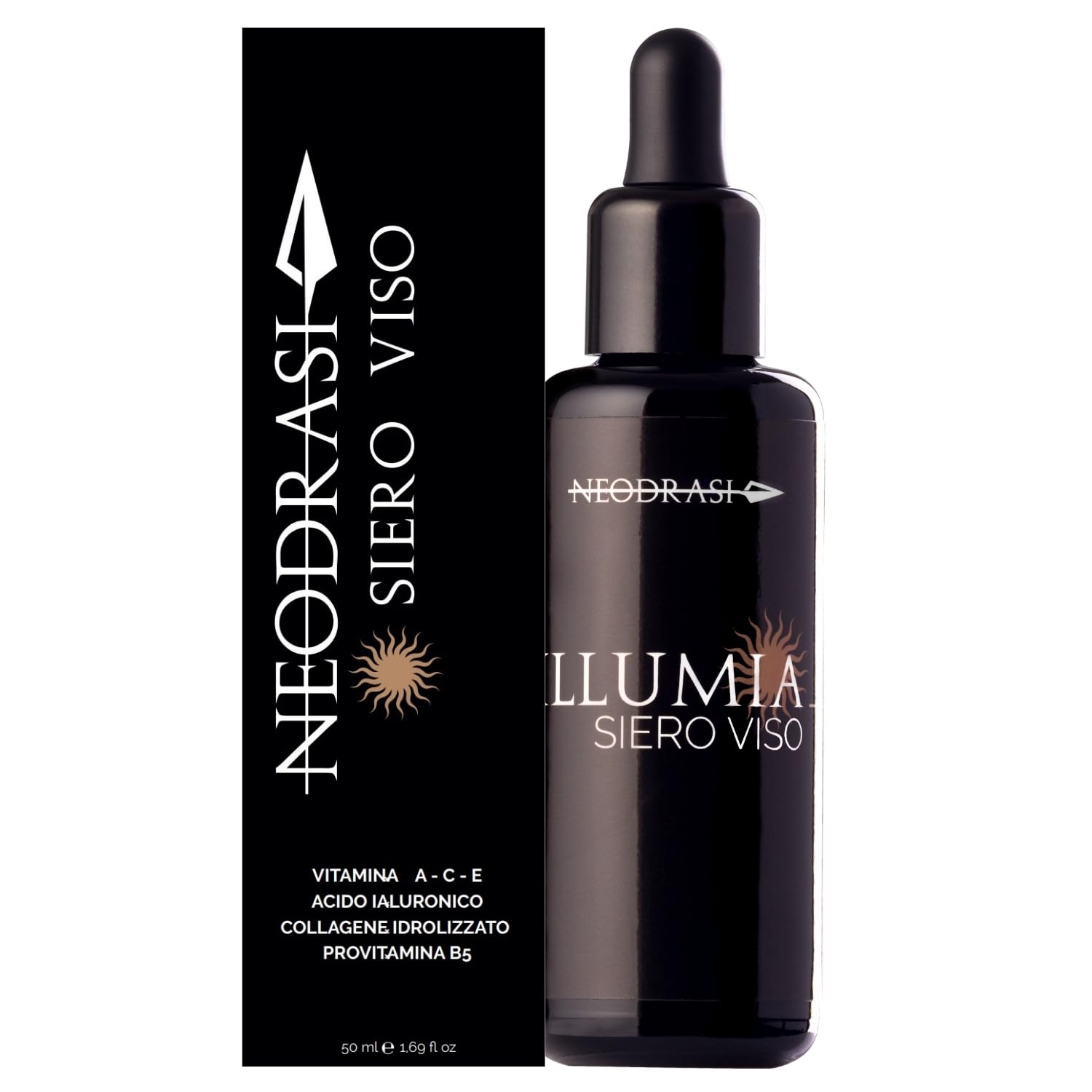 Neodrasi Illumia Antioxidant Face and Moisturising Face with Vitamin C, Hyaluronic Acid, Sea Collagen, Vitamin E and Fitterinol - Luminous Effect and Anti-Ageing - Made in Italy