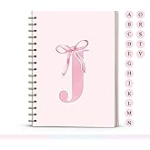 foedor Pink Bow Journal Notebook for Girls,Initial J Journals Personalized Diary Gifts for Teen Girl Kids,Monogrammed Gifts for Women,Trendy Coquette Cute Hardcover Spiral Notebook 5.5 x 8.3
