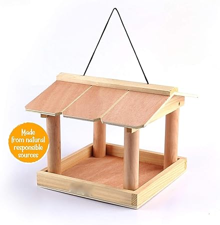 ADEPTNA - Comedero de madera para jardín, diseño de pájaros: Amazon.es