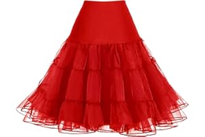 Pinup Fashion Women's Elastic Waist Petticoat Puffy Tutu Tulle Skirt Underskirt Party Vintage Dress Costume Cosplay