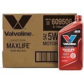 Valvoline MaxLife High Mileage 5W-20 Synthetic Blend Motor Oil 1 QT, 6 Pack | #1 High Mileage Motor Oil Brand, helps protect aging engines, reduce leaks and minimize oil consumption