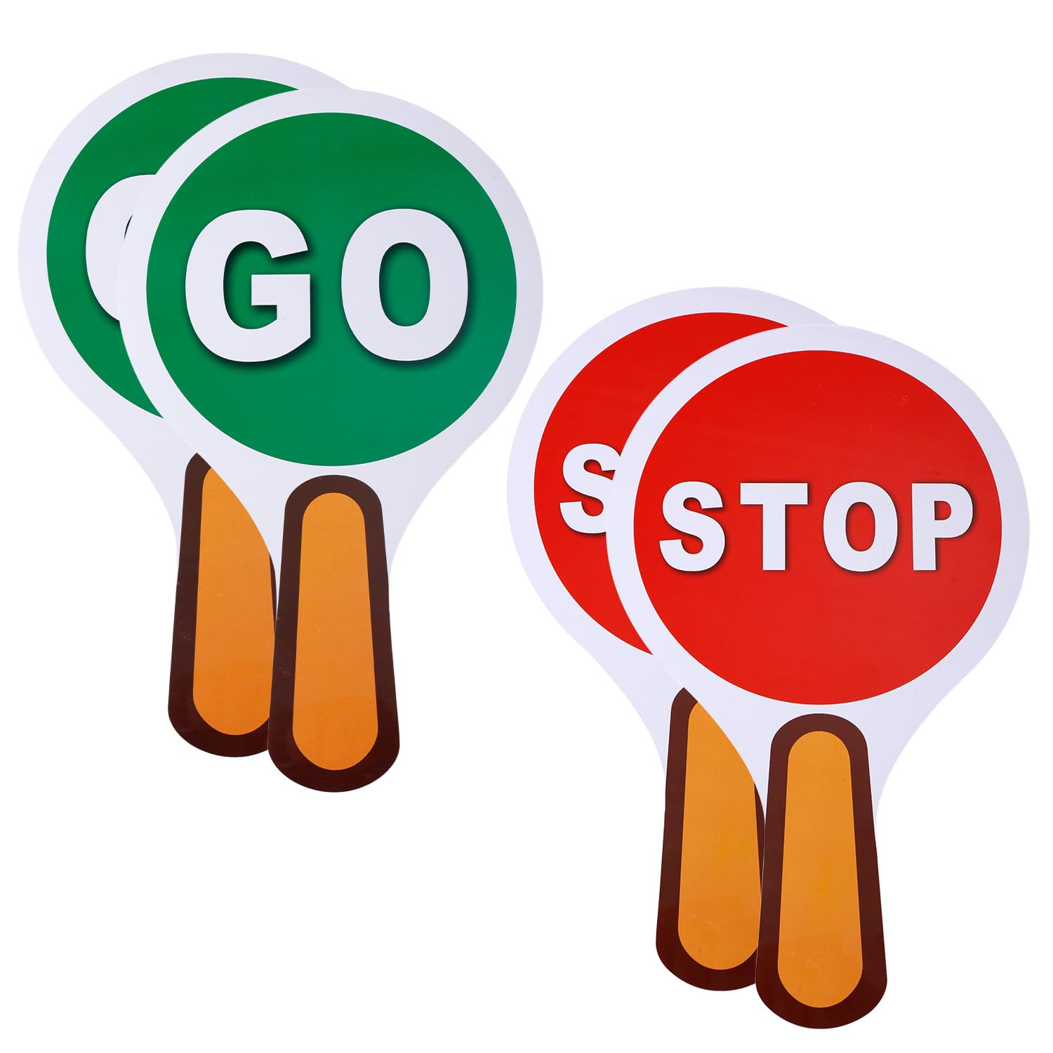4pcs Waterproof Crossing Guard Road Stop and Go Sign With Handle - Red & Green Double Sided for Kids Teaching Traffic Safety