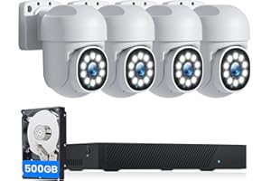 MOSBOK 4K POE Security Camera System, 4K 8CH NVR with 4Pcs 5MP Security Camera Outdoor 24/7 Recording, 500GB HDD, Smart Motion Alerts, 2-Way Audio, IP66 Waterproof, No Monthly Fee