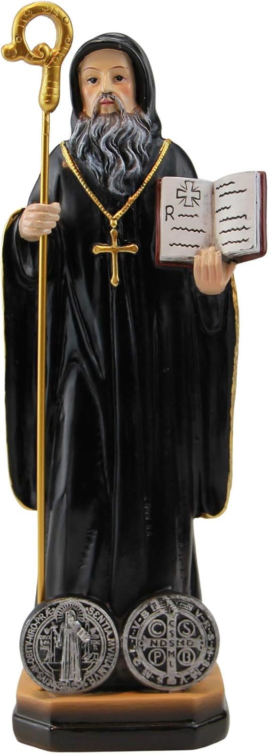 Woodington's Saint Benedict Benedictine Protection Colored Resin 8 Inch Statue: Home & Kitchen