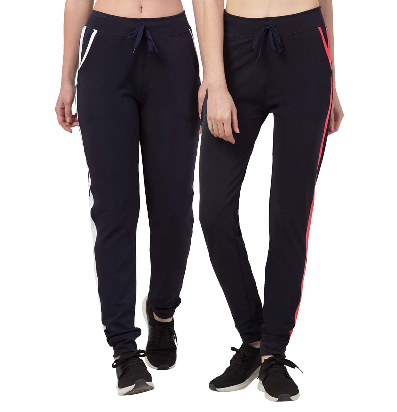 black pants with a white stripe