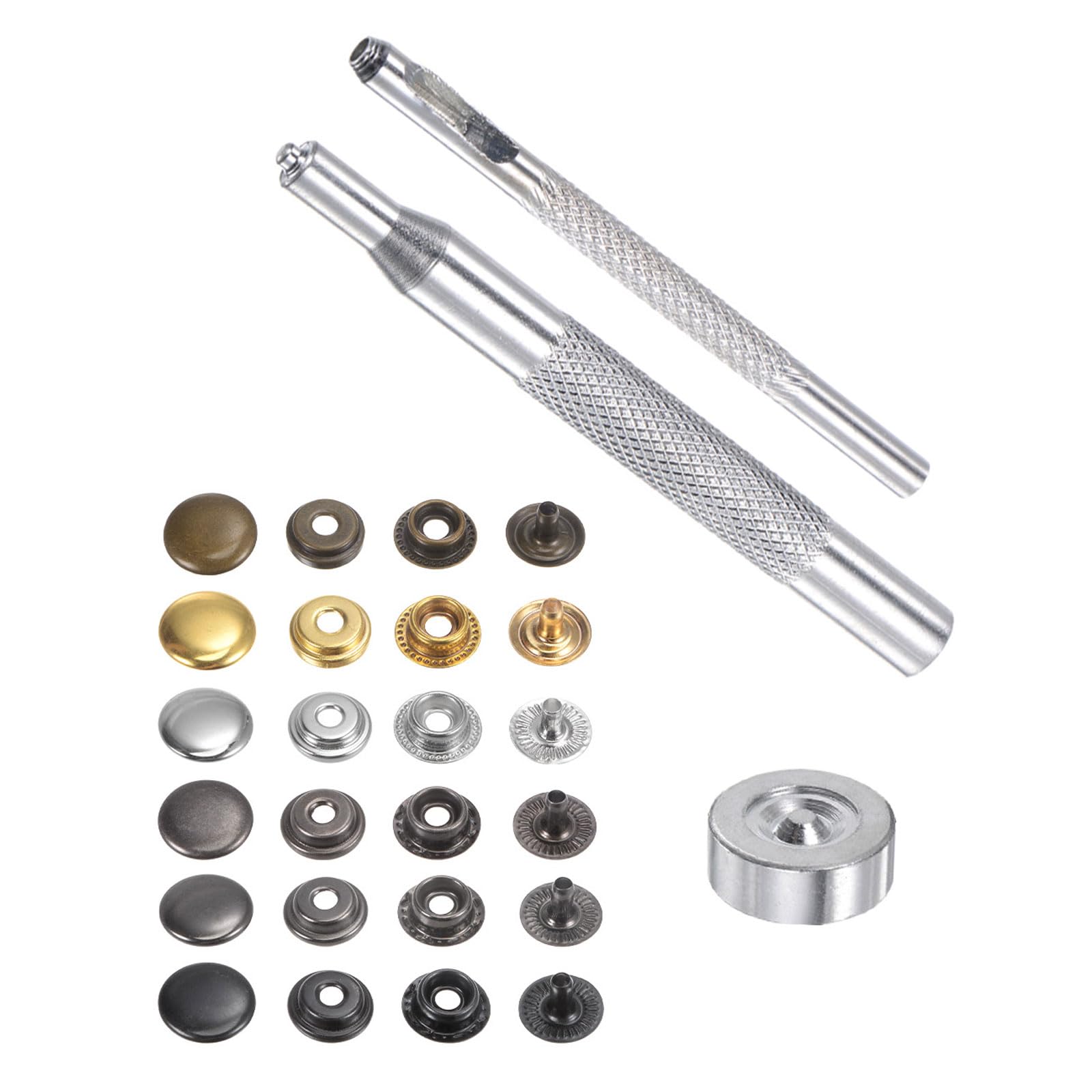 Kozelo 90 Sets Snap Fasteners Kit - [ 12mm ] Metal with Install Tools Press Studs Buttons for Clothing Leather Use | 6 Colors