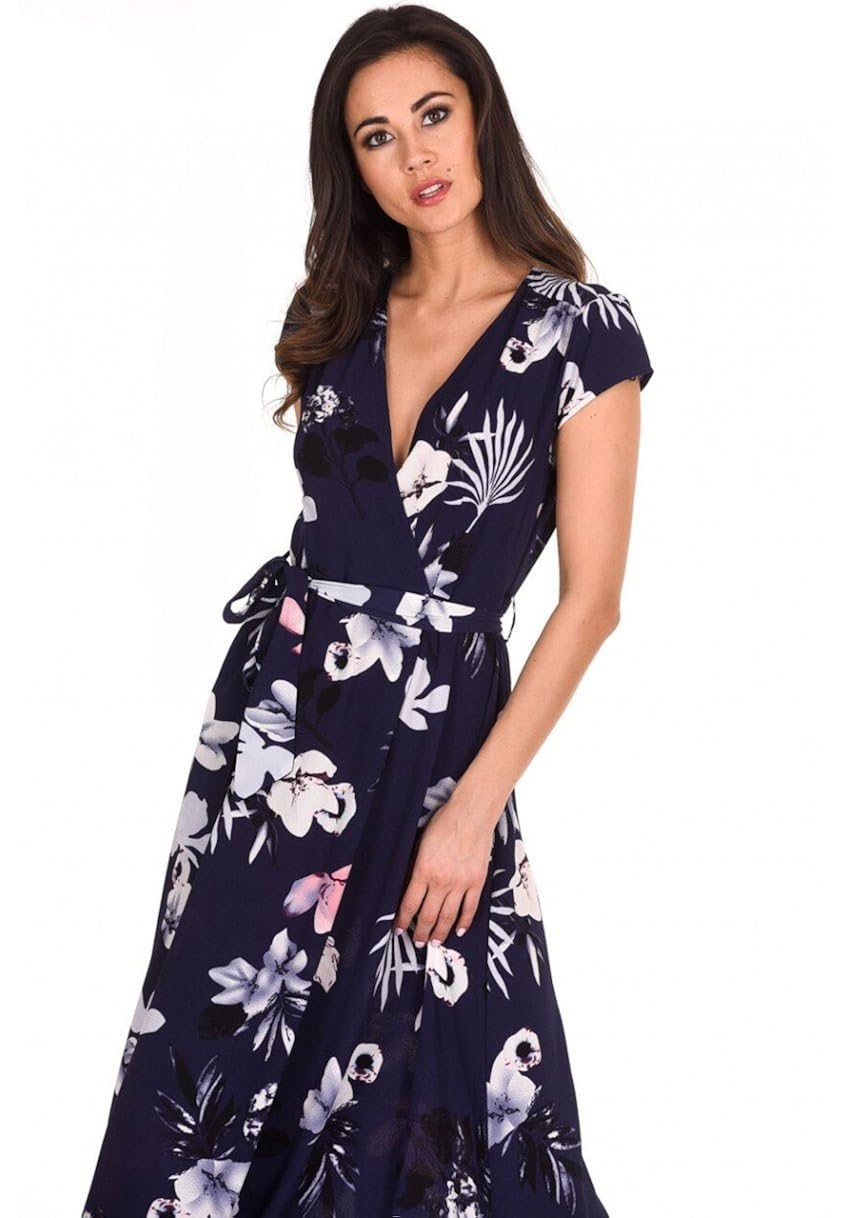 ax paris navy floral wrap dress