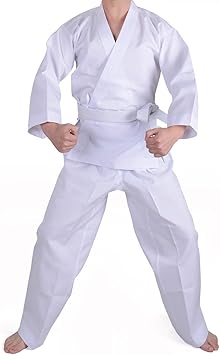 Amazon 子供 け空手衣 テコンドー 学生制服 軽量 空手服カンフー スポーツ武道の衣装の自由なベル ト 練習用 上下セット 白帯付き 白 M Hongfu セット