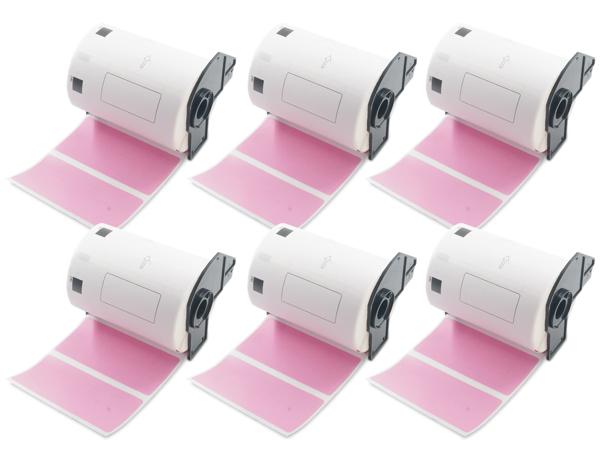 BETCKEY - 6 Rolls DK-11240 Colored Labels, 102mm x 51mm, Black on Pink, 3600 Barcode Labels Using for QL Label Printers