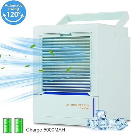 Amazon 年最新 冷風扇 冷風機 卓上 小型 扇風機 Usb充電式 5000mah電池給電 風量3段階 空気清浄機 強風 ミニエアコン 加湿機能 スポットクーラー低ノイズ 省エネ 熱中症と暑さ対策 オフィス車中泊 自宅用 個室 野外のテント 寝室 Teamyo 冷風扇 通販