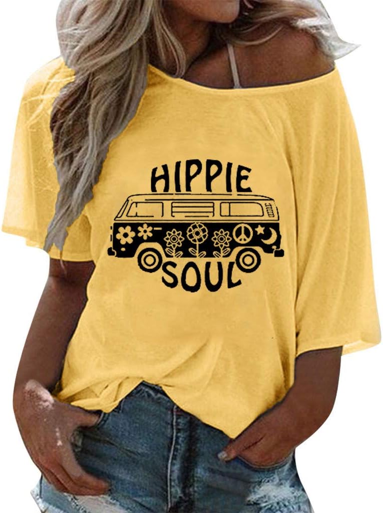 Shirts for Women Fashion Round Neck Letter Print Tee Shirt Funny Casual Short Sleeve T-Shirt Top Blouses