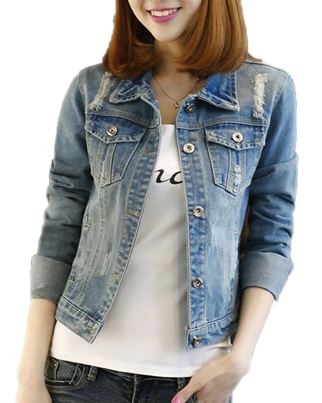 Classic Pink Damen Jeansjacke Übergangsjacke Leichte Jacke Denim Casual Boyfriend Sakko Mit Knöpfen Jacken Einfarbig