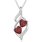 XPYPZP Double Birthstone Necklace for Women White Gold Heart Infinity Pendant with CZ Heart Birthstone Jewelry Birthday Gift for Women Wife Mom Daughter Her